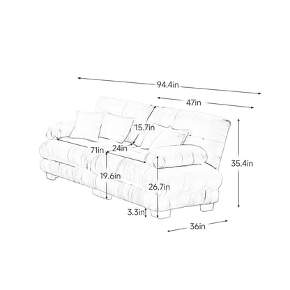 Modern 2 - Seater Chenille Sofa – Cloud Style Gray Upholstered Couch - 1st Choice Furniture Direct