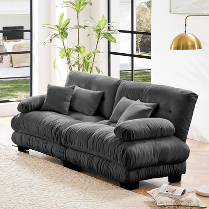 Modern 2 - Seater Chenille Sofa – Cloud Style Gray Upholstered Couch - 1st Choice Furniture Direct
