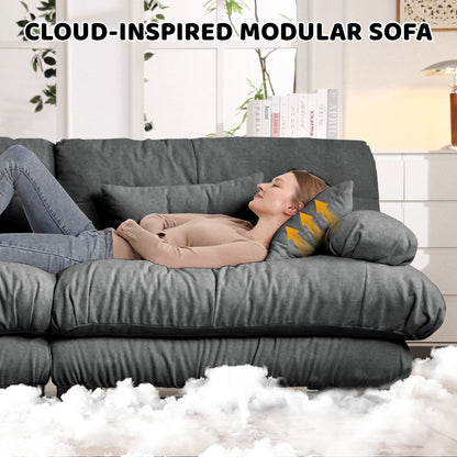 Modern 2 - Seater Chenille Sofa – Cloud Style Gray Upholstered Couch - 1st Choice Furniture Direct