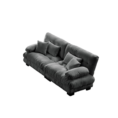 Modern 2 - Seater Chenille Sofa – Cloud Style Gray Upholstered Couch - 1st Choice Furniture Direct