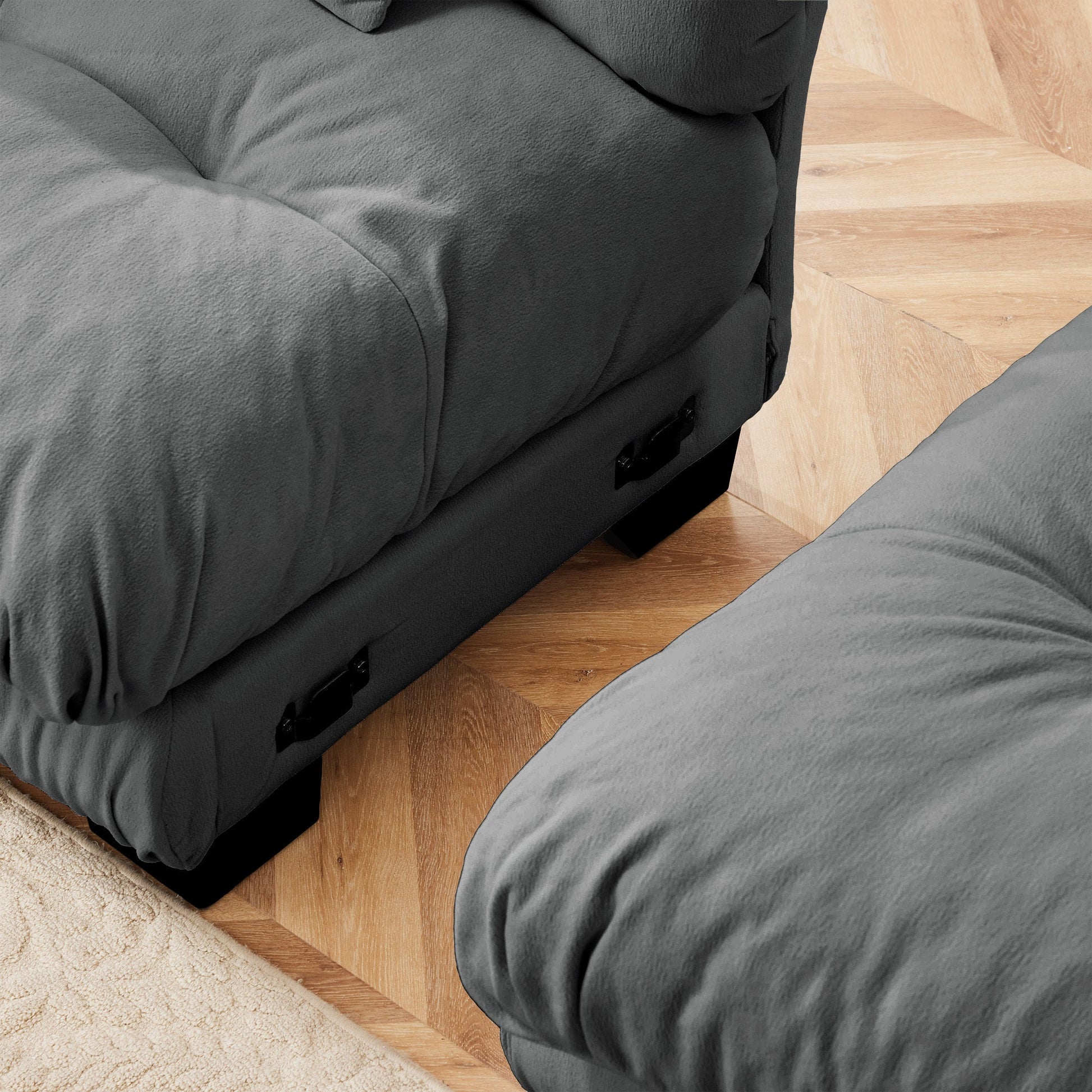 Modern 2 - Seater Chenille Sofa – Cloud Style Gray Upholstered Couch - 1st Choice Furniture Direct
