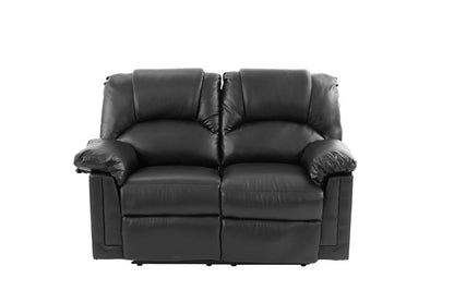 Modern 2pc Living Room Set 1x Loveseat 1x Recliner Cushion Backrest Pillow Armrest Black Finish Primary Living Room Furniture - 1st Choice Furniture Direct