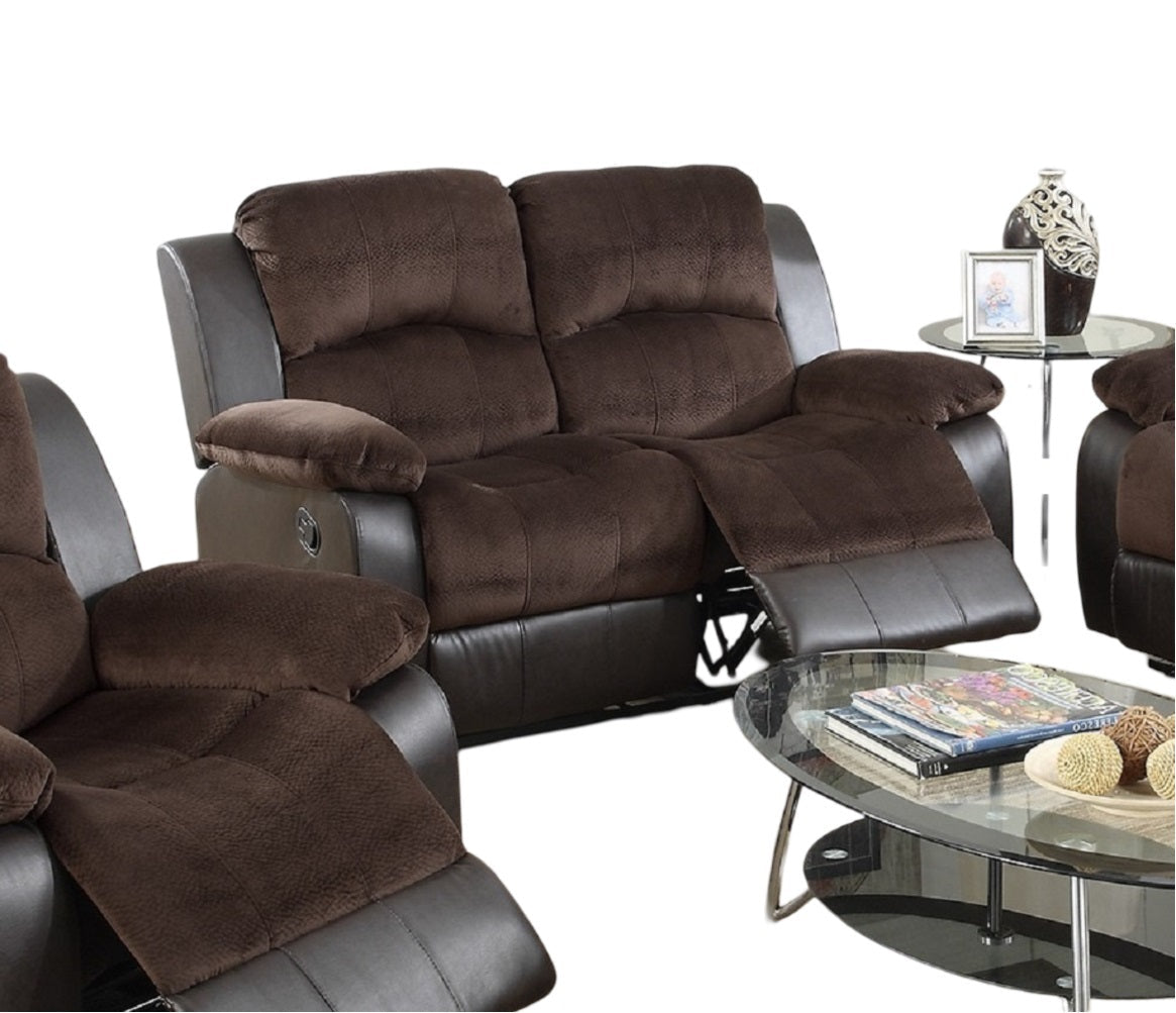 Modern 2pc Living Room Set 1x Sofa 1x Loveseat Pillow Armrest Cushion Backrest Faux Leather Upholstery Chocolate Finish Primary Living Room Furniture - 1st Choice Furniture Direct