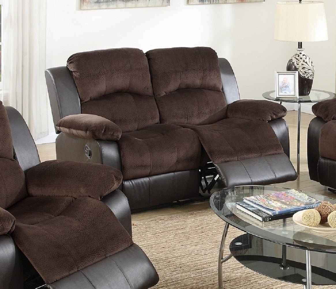 Modern 2pc Living Room Set 1x Sofa 1x Loveseat Pillow Armrest Cushion Backrest Faux Leather Upholstery Chocolate Finish Primary Living Room Furniture - 1st Choice Furniture Direct