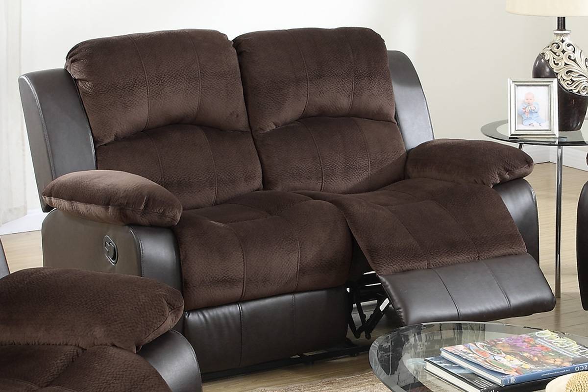 Modern 2pc Living Room Set 1x Sofa 1x Loveseat Pillow Armrest Cushion Backrest Faux Leather Upholstery Chocolate Finish Primary Living Room Furniture - 1st Choice Furniture Direct