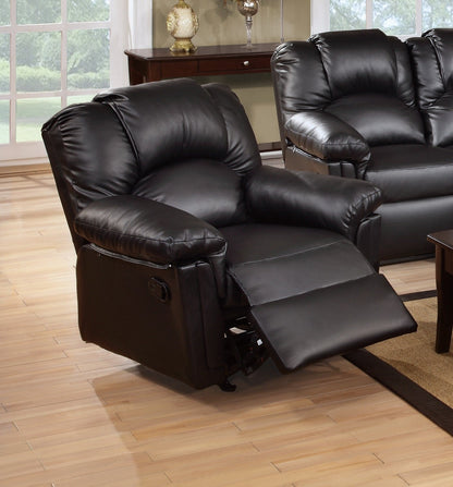 Modern 2pc Living Room Set 1x Sofa 1x Recliner Black Finish Cushion Backrest Pillow Armrest Primary Living Room Furniture - 1st Choice Furniture Direct