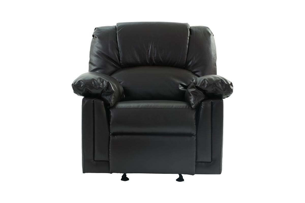 Modern 2pc Living Room Set 1x Sofa 1x Recliner Black Finish Cushion Backrest Pillow Armrest Primary Living Room Furniture - 1st Choice Furniture Direct