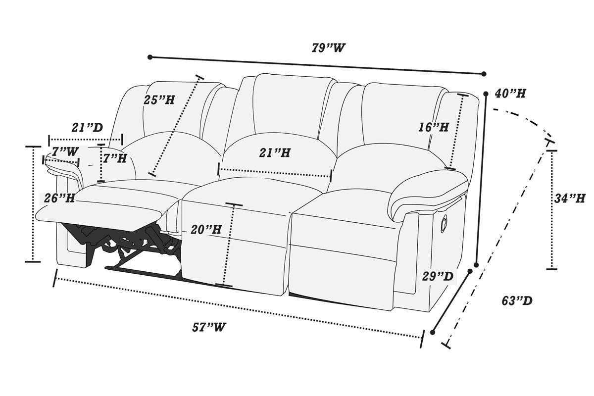 Modern 2pc Living Room Set 1x Sofa 1x Recliner Black Finish Cushion Backrest Pillow Armrest Primary Living Room Furniture - 1st Choice Furniture Direct