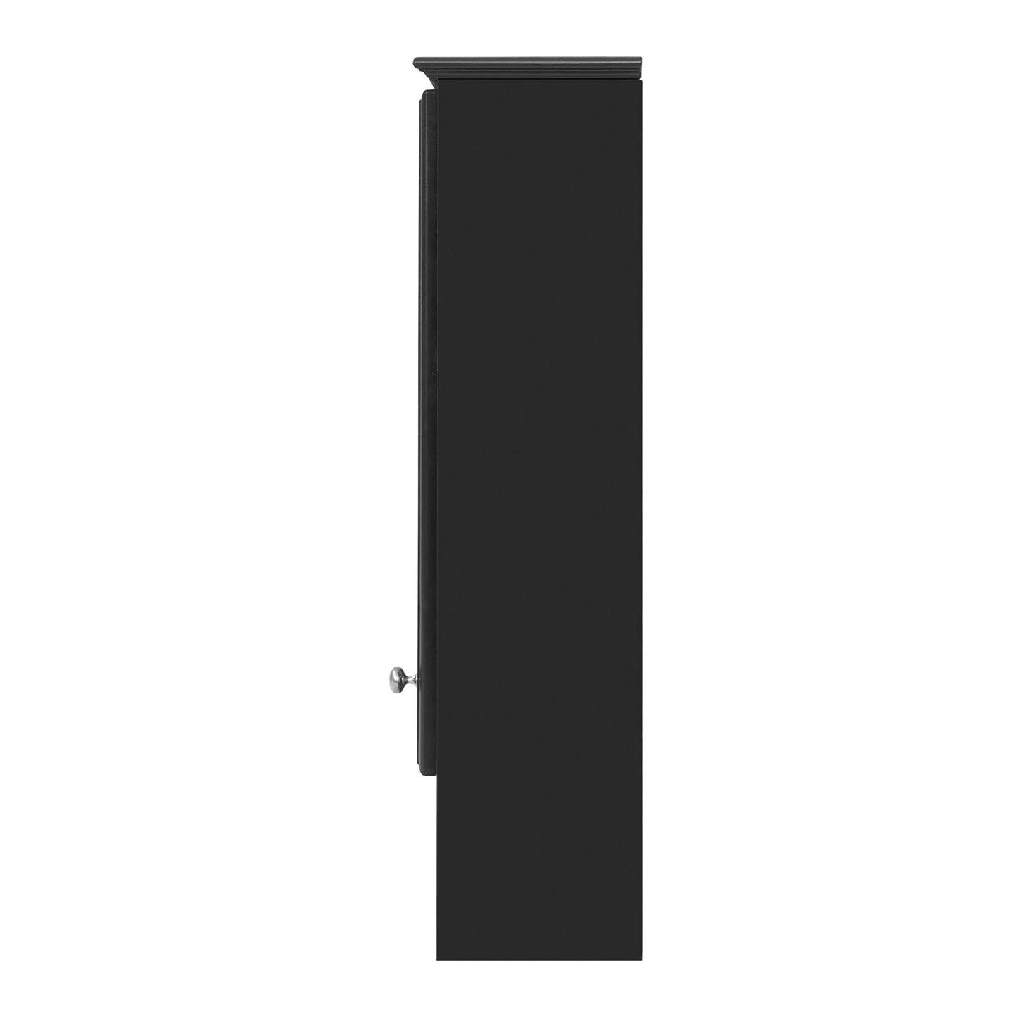 Modern 3 - in - 1 Bathroom Mirror Cabinet with Adjustable Shelf & Towel Bar, High - Definition Mirror in Black Finish, MDF and Rubber Wood Construction, 24 - Inch Wall - Mounted Storage - 1st Choice Furniture Direct