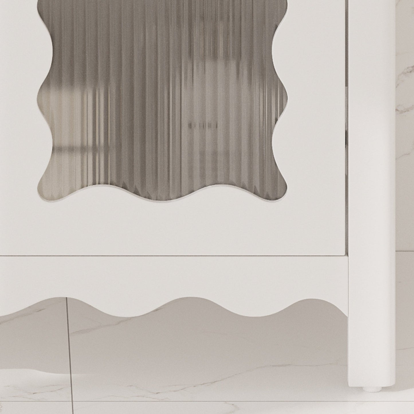 Modern 31' White Bathroom Vanity with Tempered Glass Doors, Rubber Wood Legs, Soft - Close Hinges, and Ceramic Sink - 1st Choice Furniture Direct