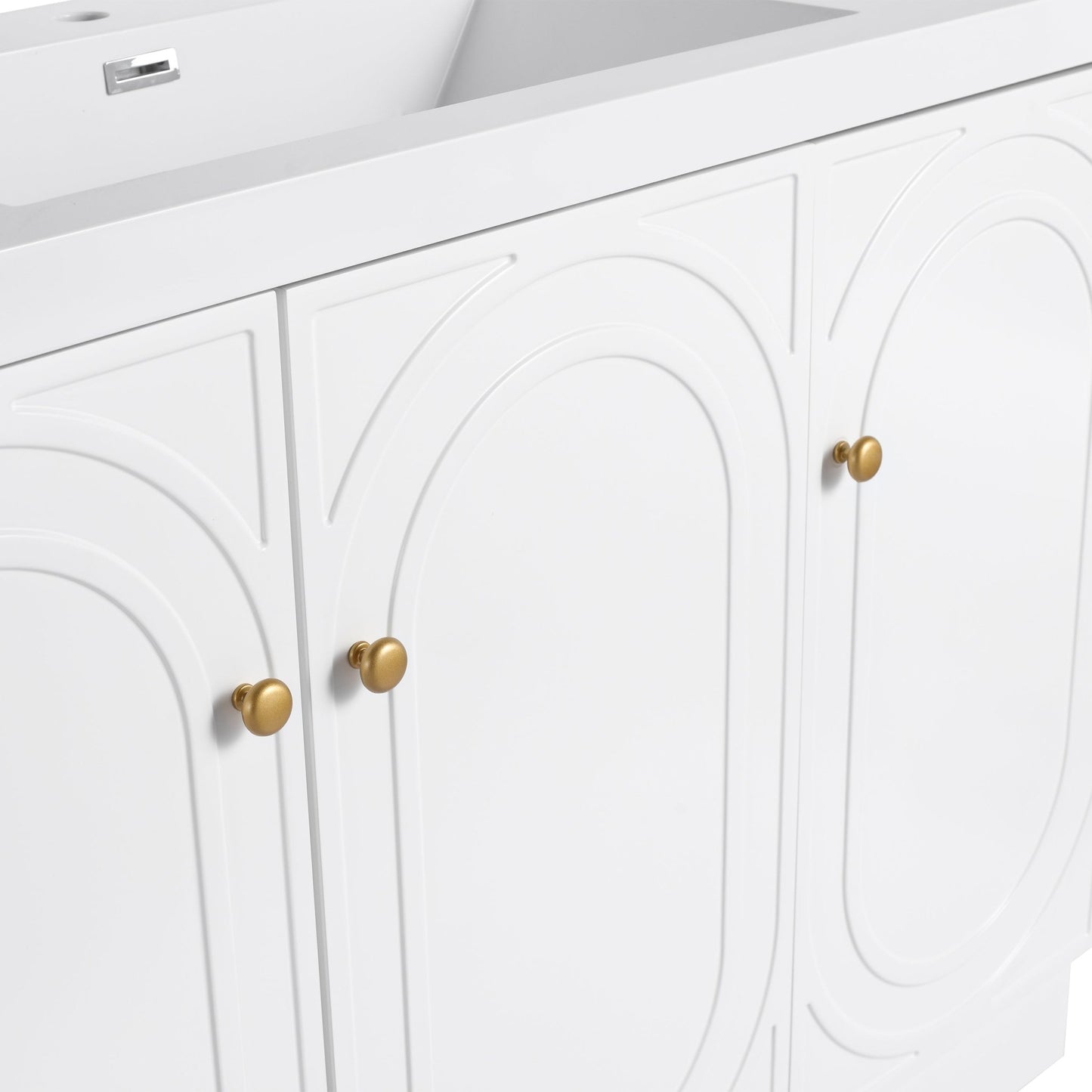 Modern 48 Inch Freestanding Bathroom Vanity with Soft - Close Cabinet Doors in White Plywood,Excluding Sink - 1st Choice Furniture Direct