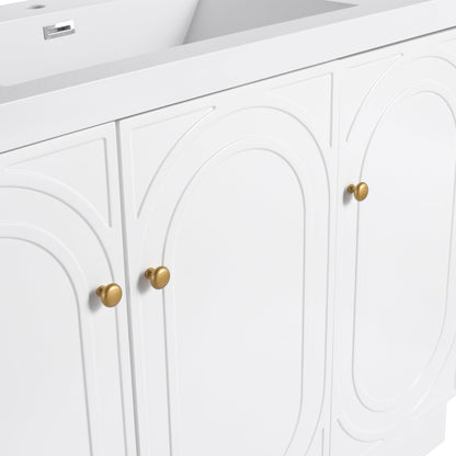 Modern 48 Inch Freestanding Bathroom Vanity with Soft - Close Cabinet Doors in White Plywood,Excluding Sink - 1st Choice Furniture Direct