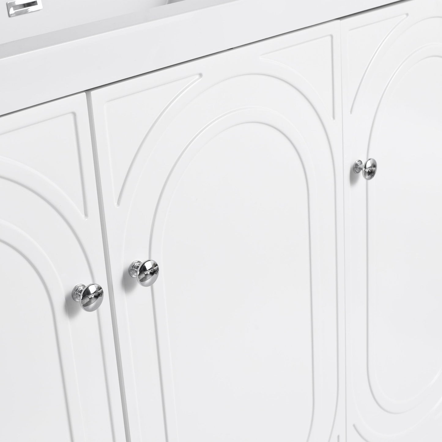Modern 48 Inch Freestanding Bathroom Vanity with Soft - Close Cabinet Doors in White Plywood,Excluding Sink - 1st Choice Furniture Direct