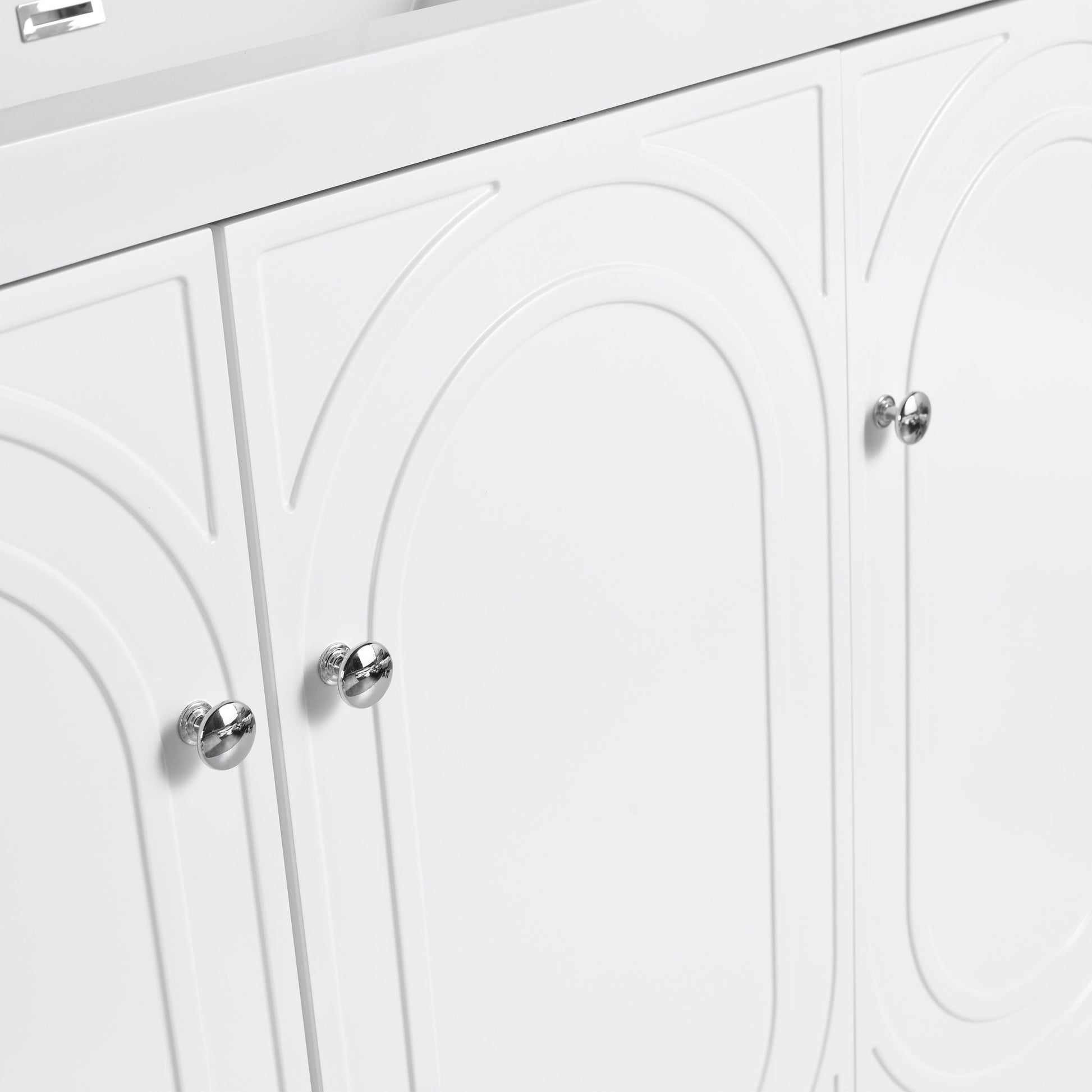 Modern 48 Inch Freestanding Bathroom Vanity with Soft - Close Cabinet Doors in White Plywood,Excluding Sink - 1st Choice Furniture Direct