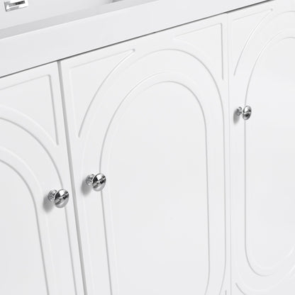 Modern 48 Inch Freestanding Bathroom Vanity with Soft - Close Cabinet Doors in White Plywood,Excluding Sink - 1st Choice Furniture Direct