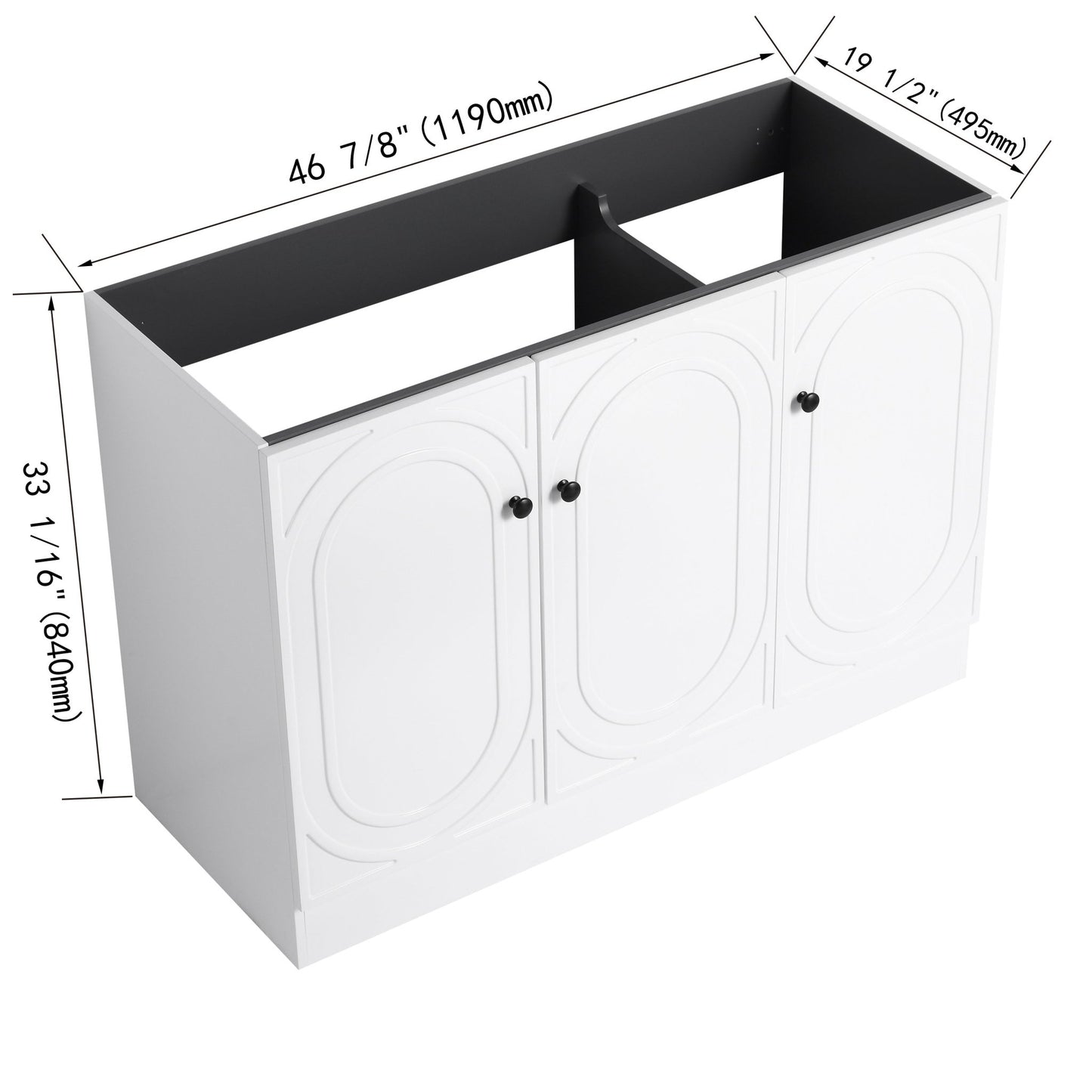Modern 48 Inch Freestanding Bathroom Vanity with Soft - Close Cabinet Doors in White Plywood,Excluding Sink - 1st Choice Furniture Direct