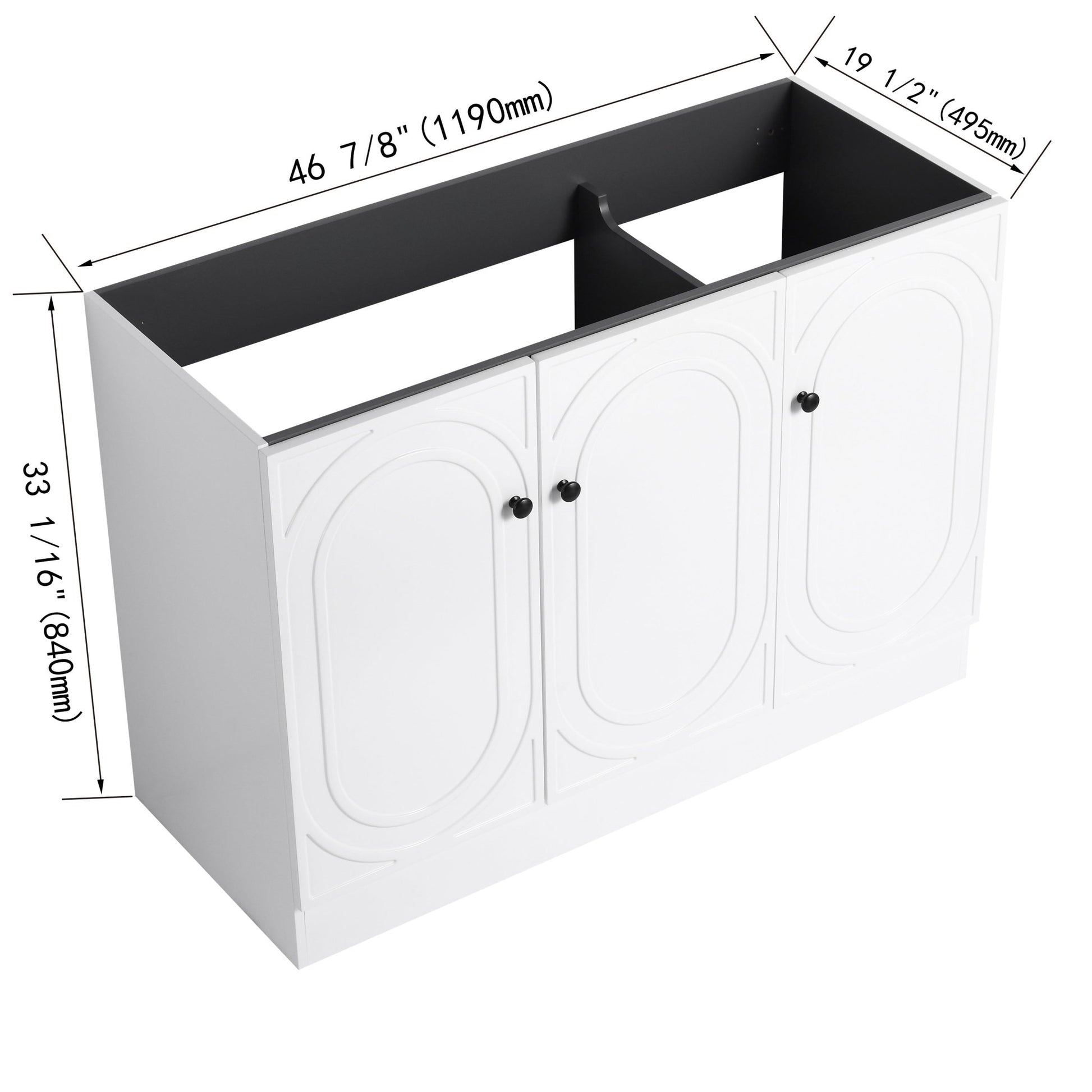Modern 48 Inch Freestanding Bathroom Vanity with Soft - Close Cabinet Doors in White Plywood,Excluding Sink - 1st Choice Furniture Direct