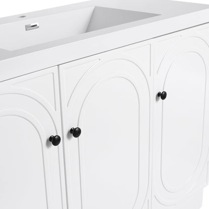 Modern 48 Inch Freestanding Bathroom Vanity with Soft - Close Cabinet Doors in White Plywood,Excluding Sink - 1st Choice Furniture Direct