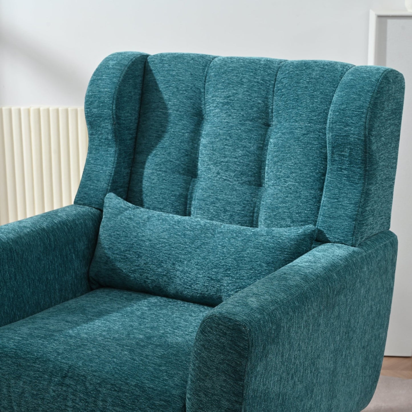 Modern Accent Chair Upholstered Foam Filled Living Room Chairs Comfy Reading Chair Mid Century Modern Chair with Chenille Fabric Lounge Arm Chairs Armchair for Living Room Bedroom (Teal) - 1st Choice Furniture Direct