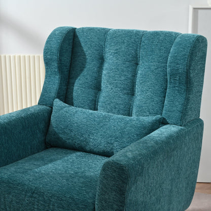Modern Accent Chair Upholstered Foam Filled Living Room Chairs Comfy Reading Chair Mid Century Modern Chair with Chenille Fabric Lounge Arm Chairs Armchair for Living Room Bedroom (Teal) - 1st Choice Furniture Direct