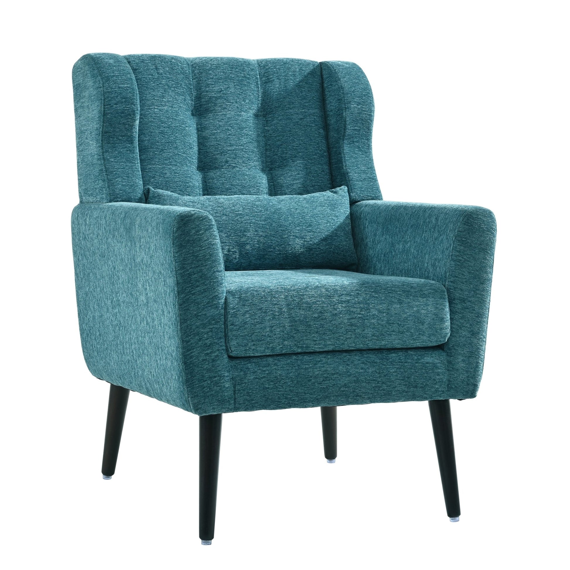 Modern Accent Chair Upholstered Foam Filled Living Room Chairs Comfy Reading Chair Mid Century Modern Chair with Chenille Fabric Lounge Arm Chairs Armchair for Living Room Bedroom (Teal) - 1st Choice Furniture Direct