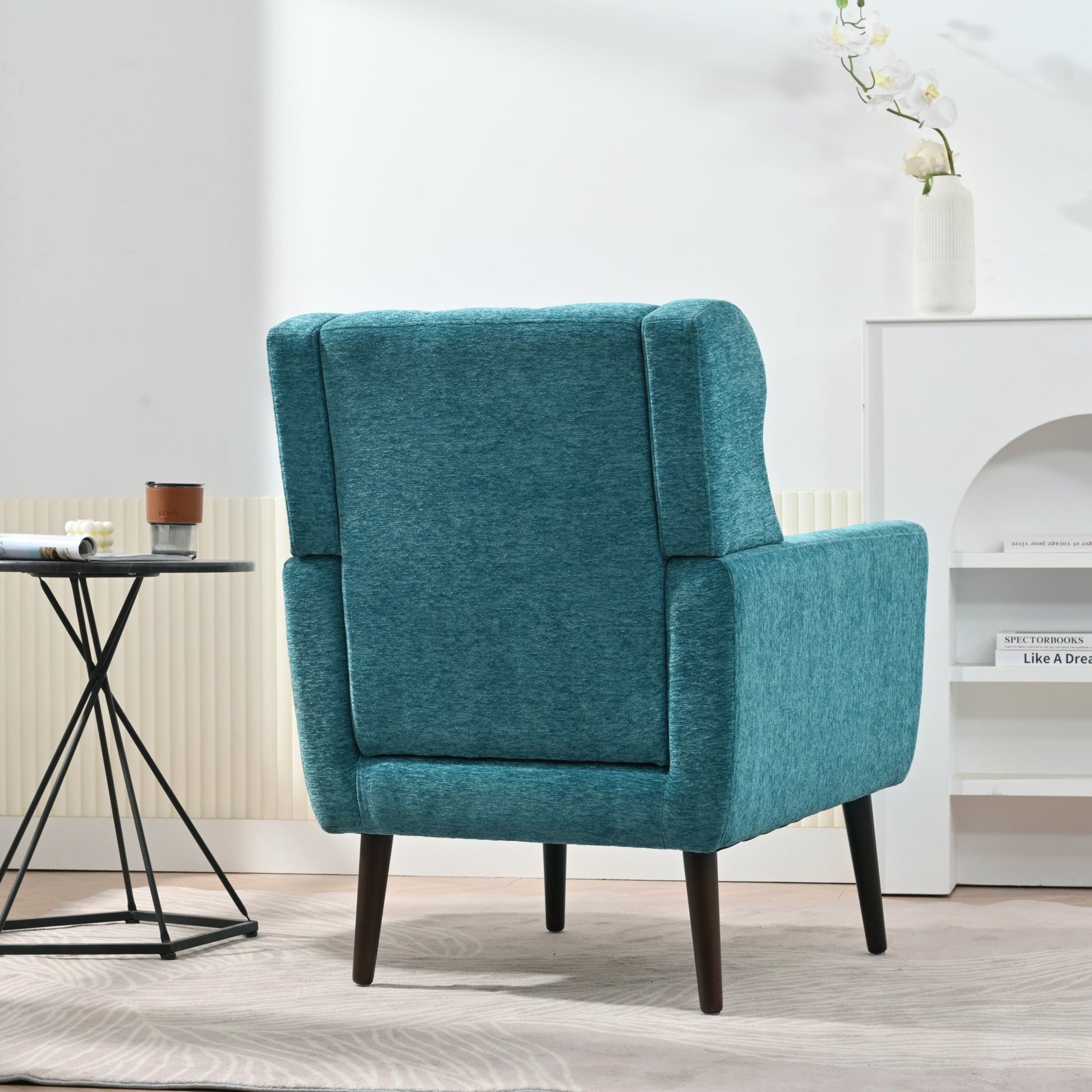Modern Accent Chair Upholstered Foam Filled Living Room Chairs Comfy Reading Chair Mid Century Modern Chair with Chenille Fabric Lounge Arm Chairs Armchair for Living Room Bedroom (Teal) - 1st Choice Furniture Direct
