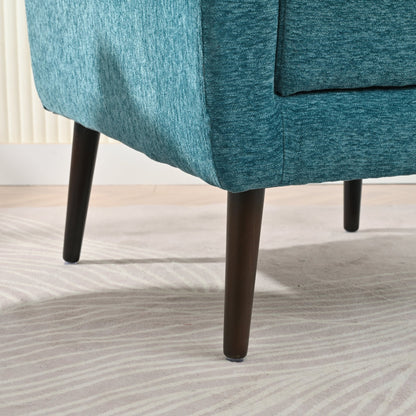Modern Accent Chair Upholstered Foam Filled Living Room Chairs Comfy Reading Chair Mid Century Modern Chair with Chenille Fabric Lounge Arm Chairs Armchair for Living Room Bedroom (Teal) - 1st Choice Furniture Direct