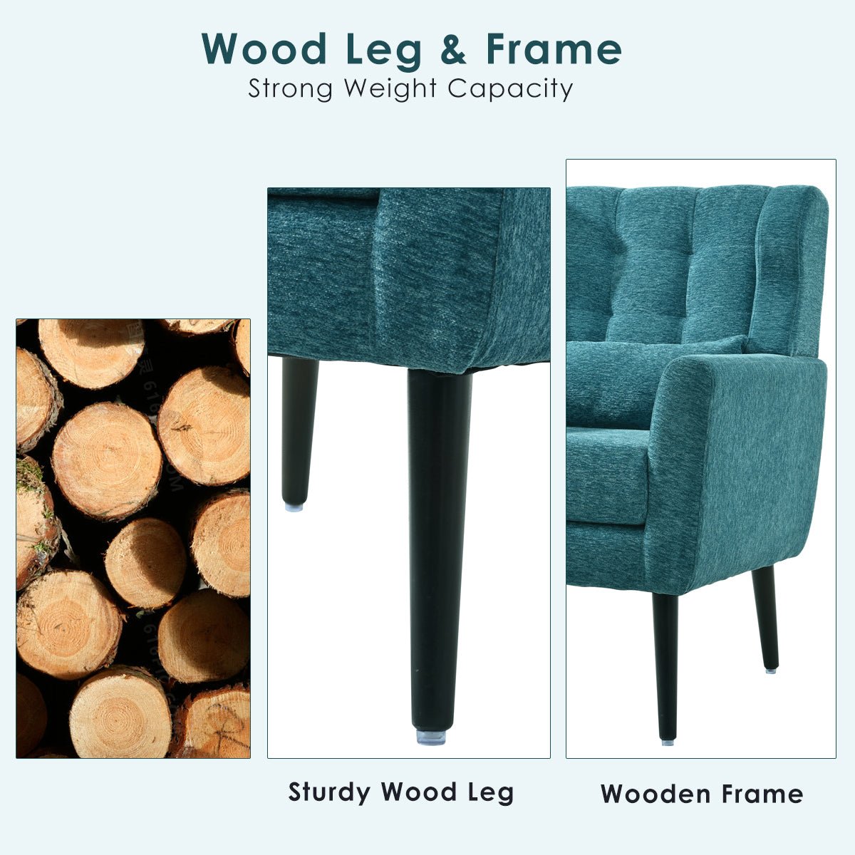 Modern Accent Chair Upholstered Foam Filled Living Room Chairs Comfy Reading Chair Mid Century Modern Chair with Chenille Fabric Lounge Arm Chairs Armchair for Living Room Bedroom (Teal) - 1st Choice Furniture Direct