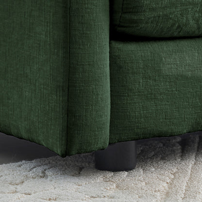 Modern Accent Chair with Ottoman, Living Room Club Chair Chenille Upholstered Armchair , Reading Chair for Bedroom, Green Chenille - 1st Choice Furniture Direct