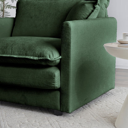Modern Accent Chair with Ottoman, Living Room Club Chair Chenille Upholstered Armchair , Reading Chair for Bedroom, Green Chenille - 1st Choice Furniture Direct