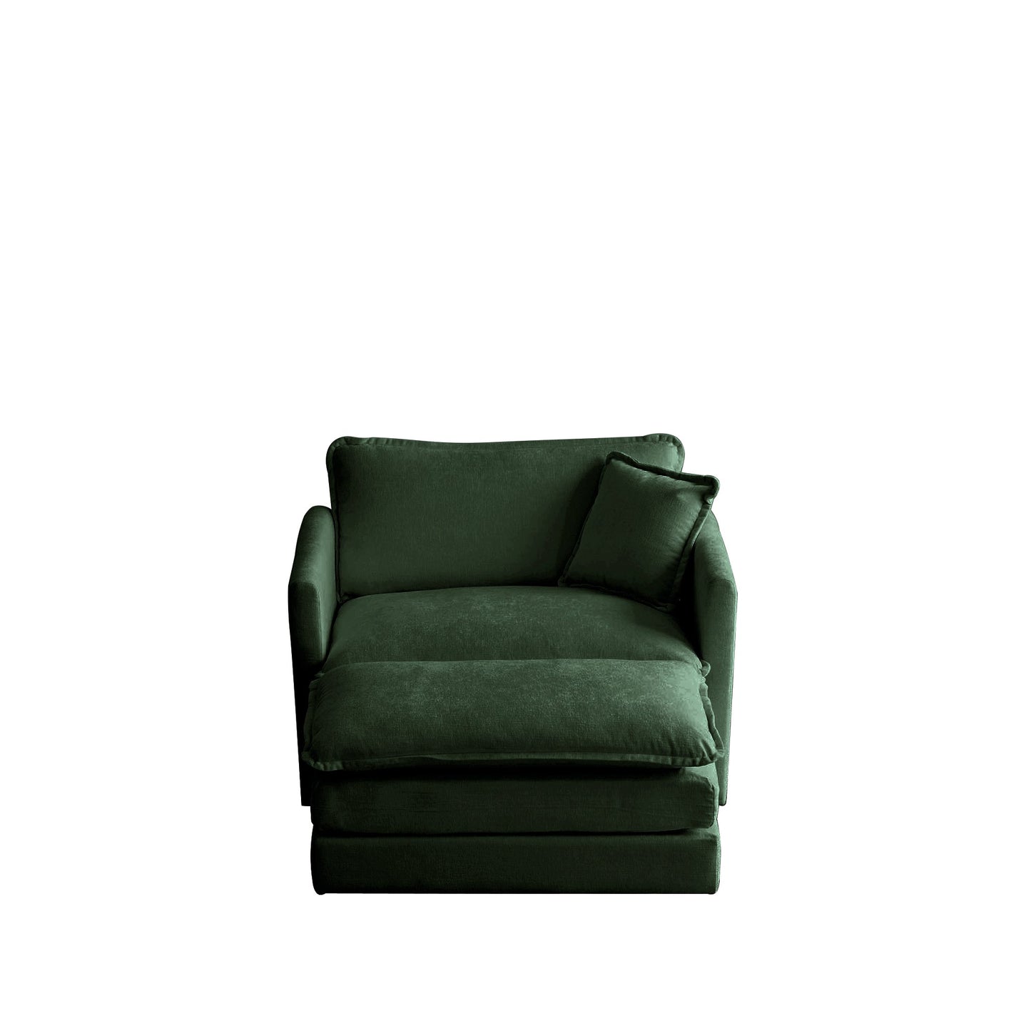 Modern Accent Chair with Ottoman, Living Room Club Chair Chenille Upholstered Armchair , Reading Chair for Bedroom, Green Chenille - 1st Choice Furniture Direct