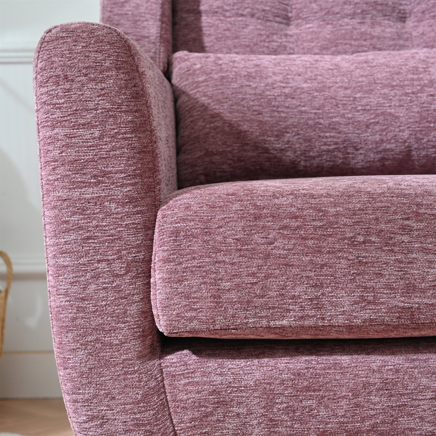 Modern Accent Chair,Chenille Living Room Lounge Chair w/ Throw Pillow,Comfy Reading Chair,Mid Century Living Room Chair, Lounge Arm Chairs Armchair for Living Room Bedroom (Purple) - 1st Choice Furniture Direct