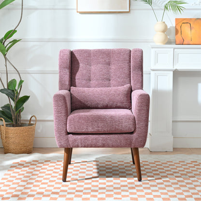 Modern Accent Chair,Chenille Living Room Lounge Chair w/ Throw Pillow,Comfy Reading Chair,Mid Century Living Room Chair, Lounge Arm Chairs Armchair for Living Room Bedroom (Purple) - 1st Choice Furniture Direct