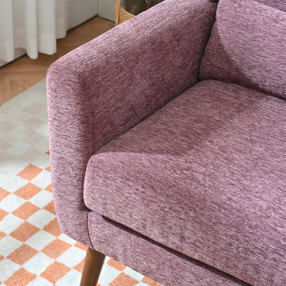 Modern Accent Chair,Chenille Living Room Lounge Chair w/ Throw Pillow,Comfy Reading Chair,Mid Century Living Room Chair, Lounge Arm Chairs Armchair for Living Room Bedroom (Purple) - 1st Choice Furniture Direct