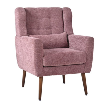 Modern Accent Chair,Chenille Living Room Lounge Chair w/ Throw Pillow,Comfy Reading Chair,Mid Century Living Room Chair, Lounge Arm Chairs Armchair for Living Room Bedroom (Purple) - 1st Choice Furniture Direct