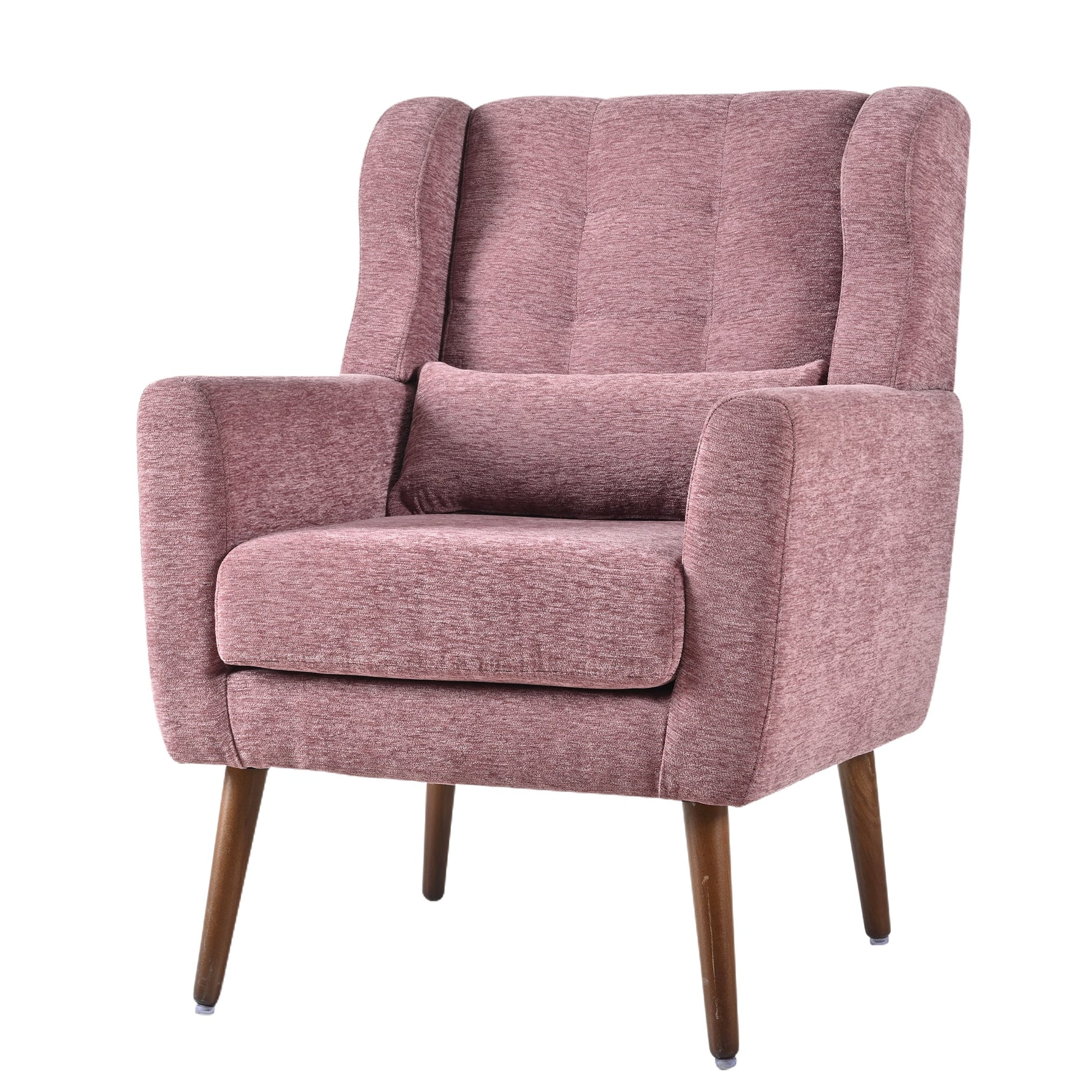 Modern Accent Chair,Chenille Living Room Lounge Chair w/ Throw Pillow,Comfy Reading Chair,Mid Century Living Room Chair, Lounge Arm Chairs Armchair for Living Room Bedroom (Purple) - 1st Choice Furniture Direct