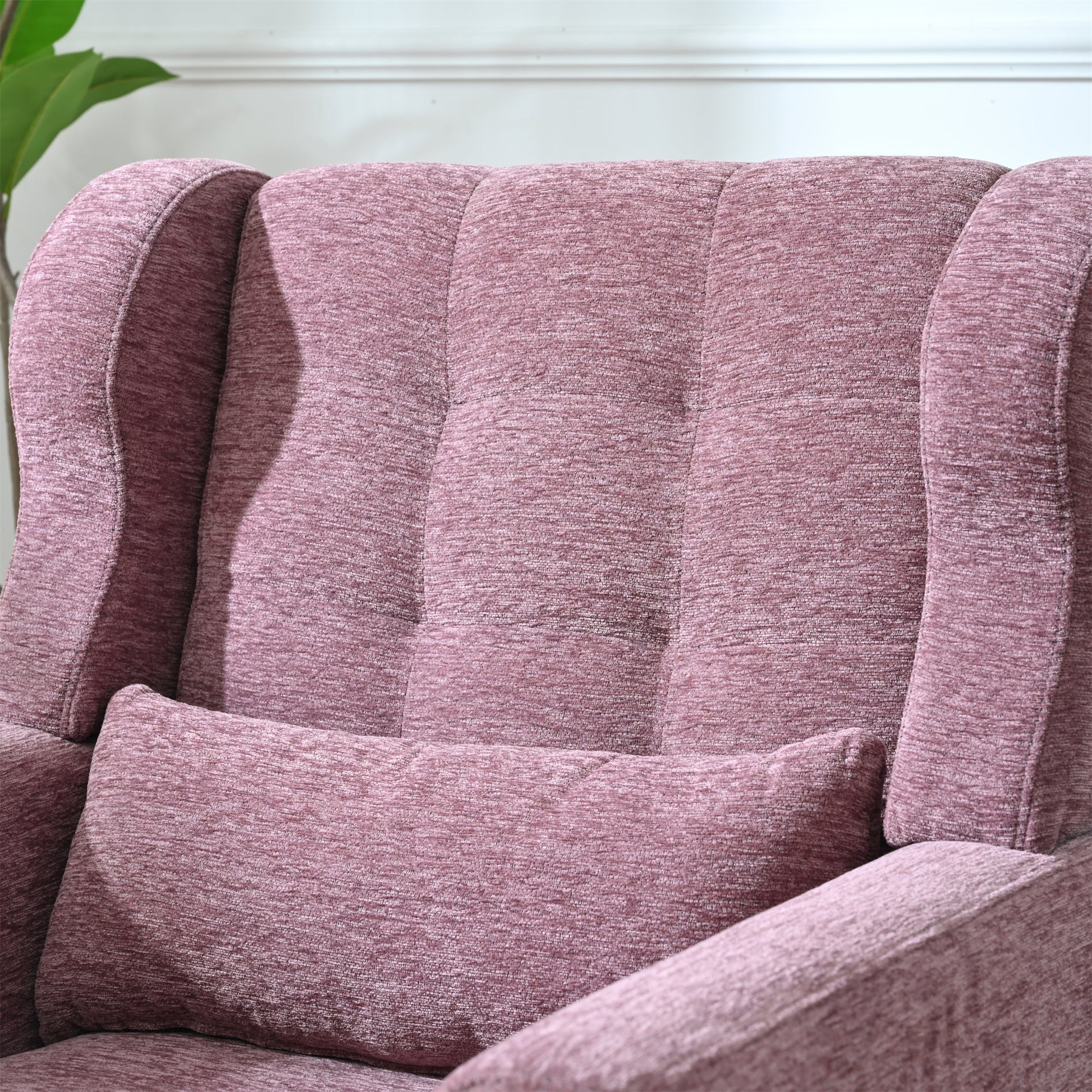 Modern Accent Chair,Chenille Living Room Lounge Chair w/ Throw Pillow,Comfy Reading Chair,Mid Century Living Room Chair, Lounge Arm Chairs Armchair for Living Room Bedroom (Purple) - 1st Choice Furniture Direct