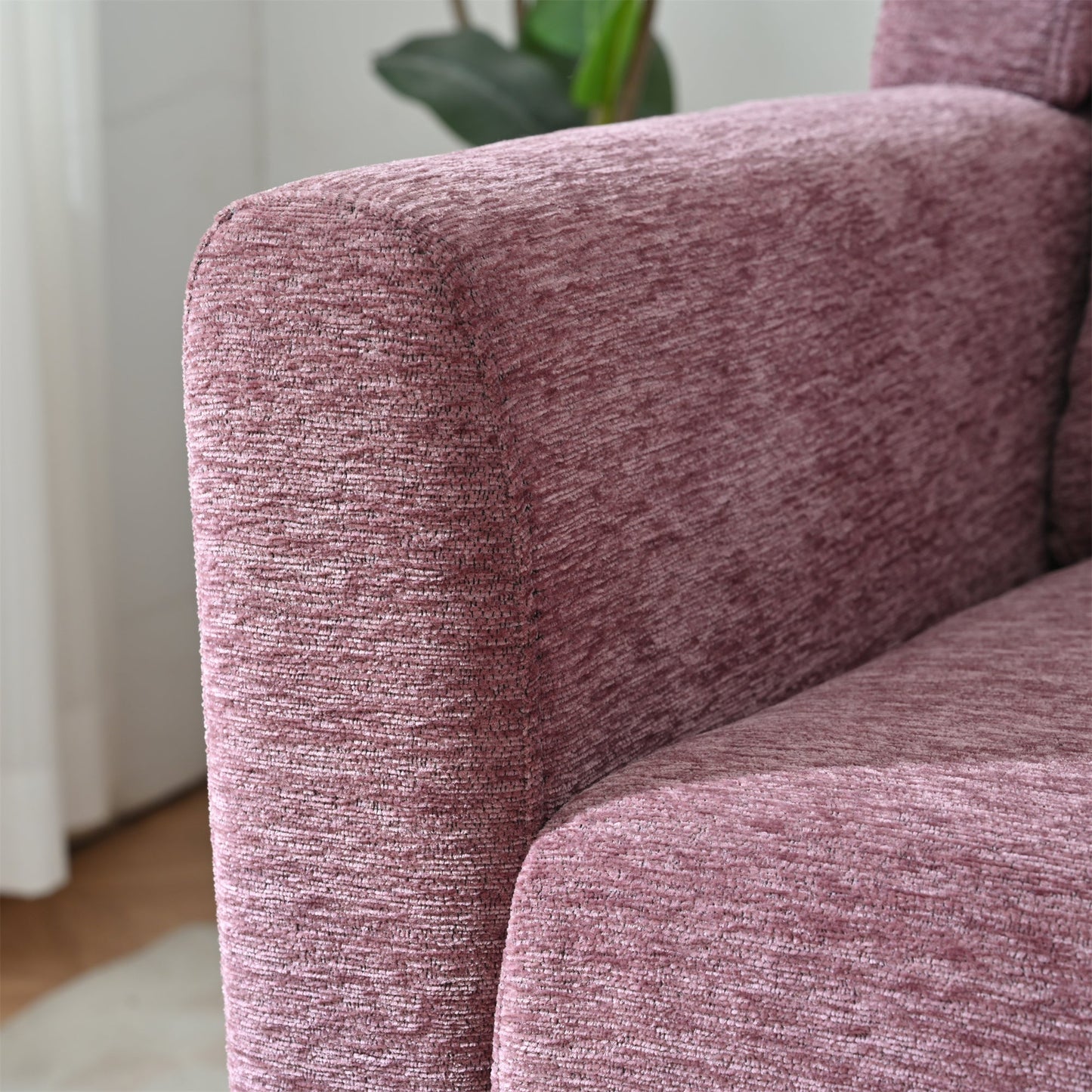 Modern Accent Chair,Chenille Living Room Lounge Chair w/ Throw Pillow,Comfy Reading Chair,Mid Century Living Room Chair, Lounge Arm Chairs Armchair for Living Room Bedroom (Purple) - 1st Choice Furniture Direct