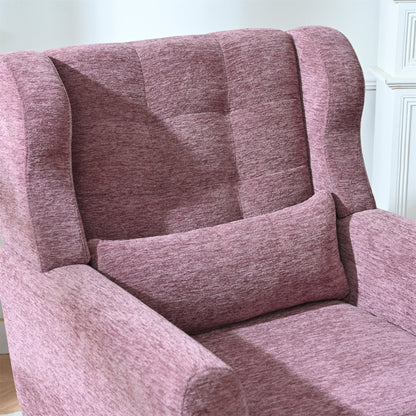 Modern Accent Chair,Chenille Living Room Lounge Chair w/ Throw Pillow,Comfy Reading Chair,Mid Century Living Room Chair, Lounge Arm Chairs Armchair for Living Room Bedroom (Purple) - 1st Choice Furniture Direct
