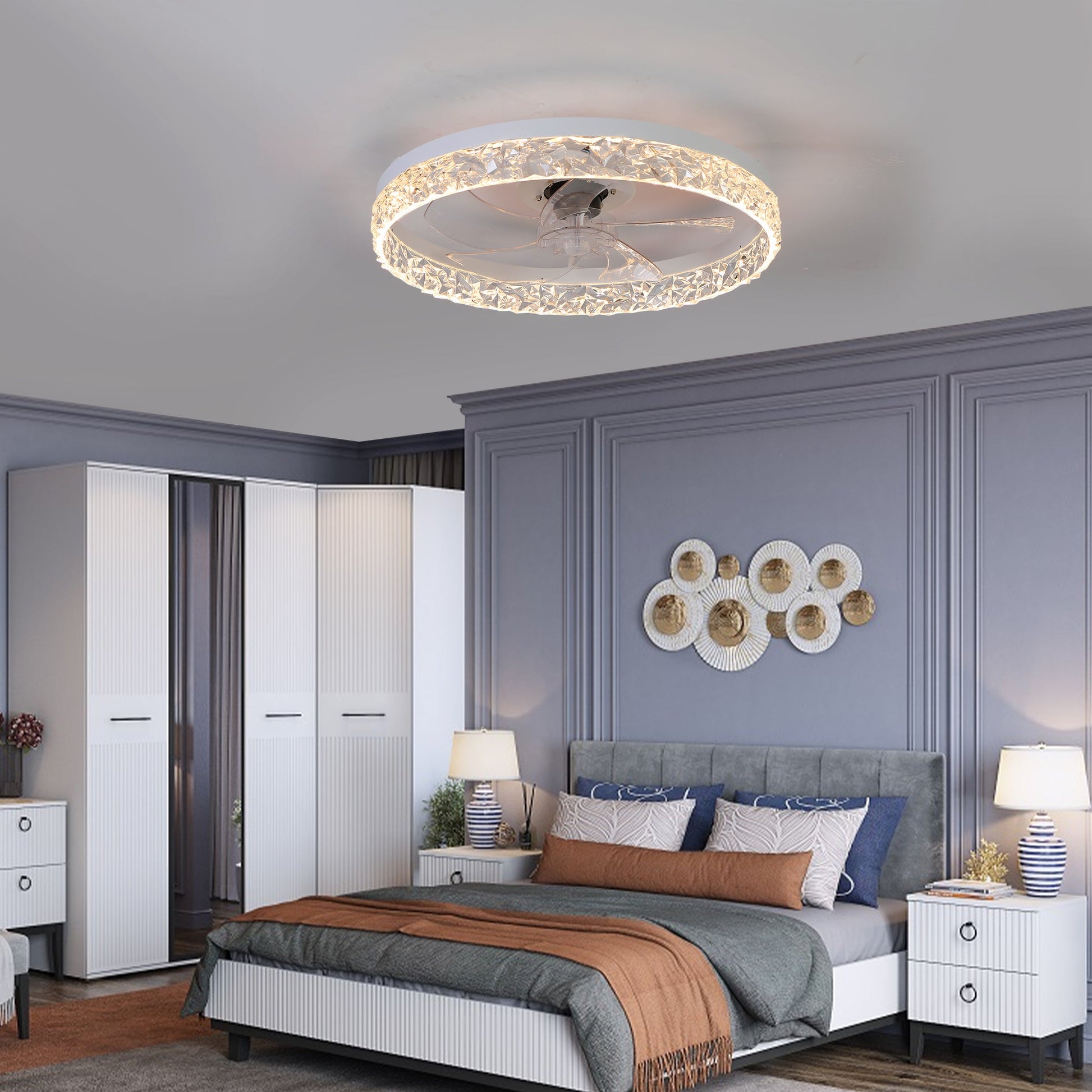 Modern Acrylic Ceiling Fan Light with Remote Control & Dimmable LED - 1st Choice Furniture Direct