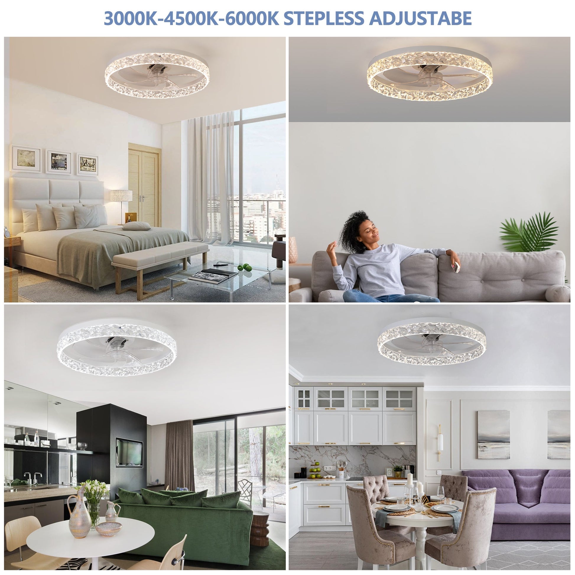 Modern Acrylic Ceiling Fan Light with Remote Control & Dimmable LED - 1st Choice Furniture Direct