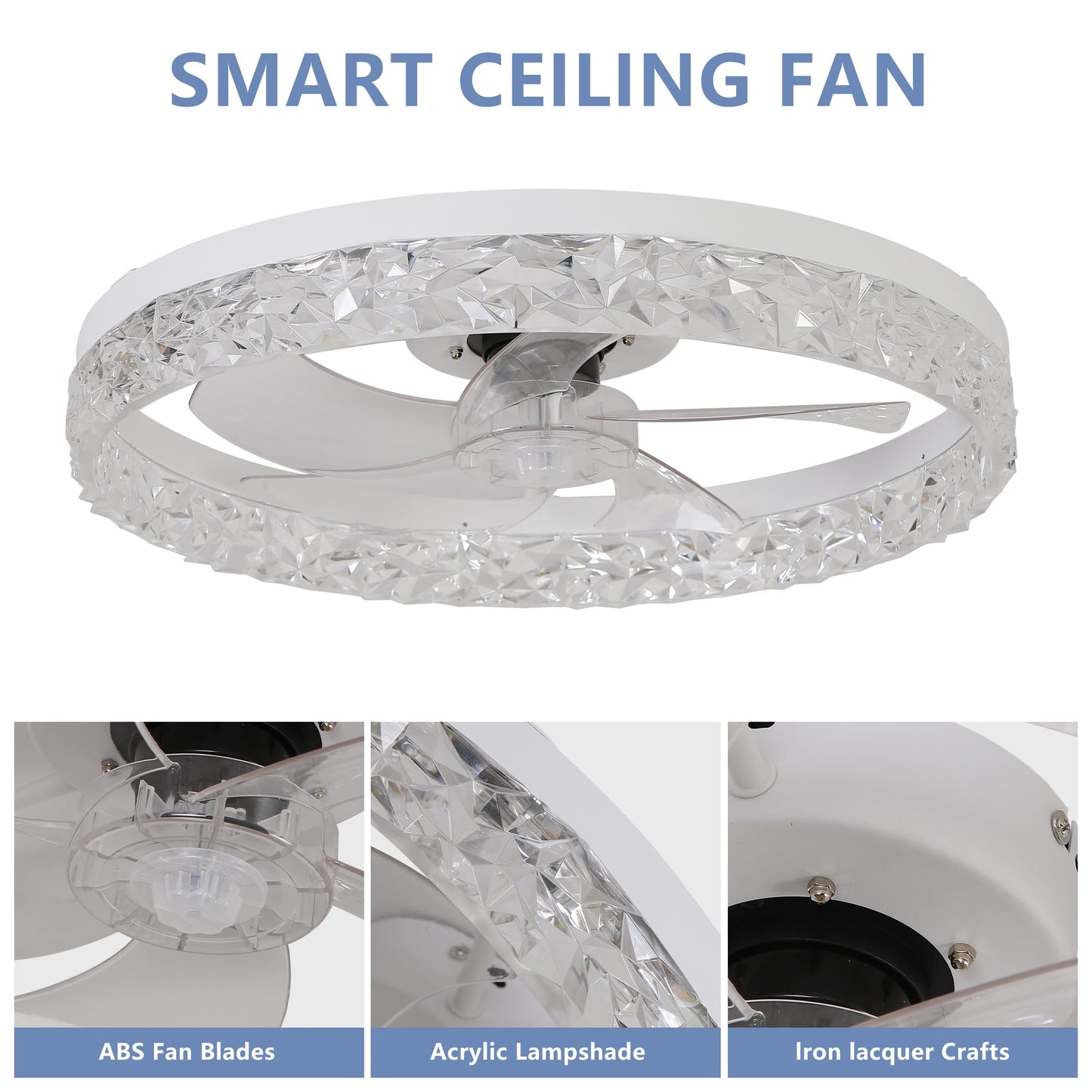 Modern Acrylic Ceiling Fan Light with Remote Control & Dimmable LED - 1st Choice Furniture Direct