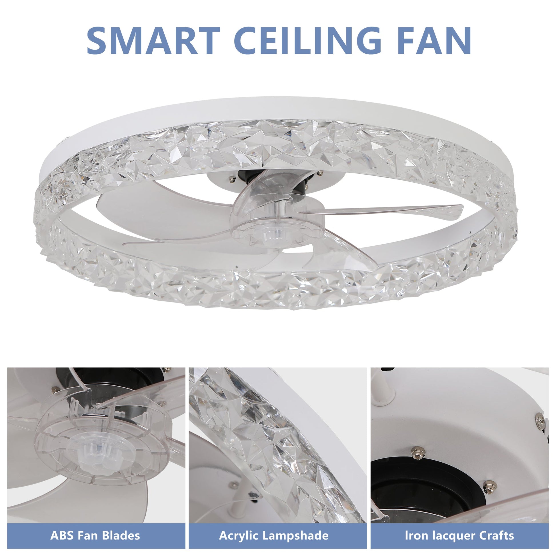Modern Acrylic Ceiling Fan Light with Remote Control & Dimmable LED - 1st Choice Furniture Direct