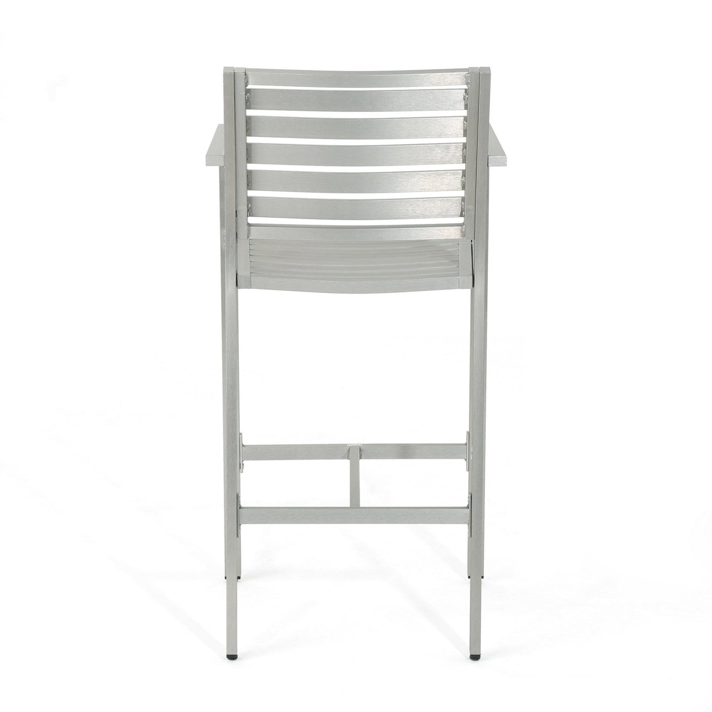 Modern Aluminum Outdoor Bar Stool Set of 2 in Silver - 1st Choice Furniture Direct