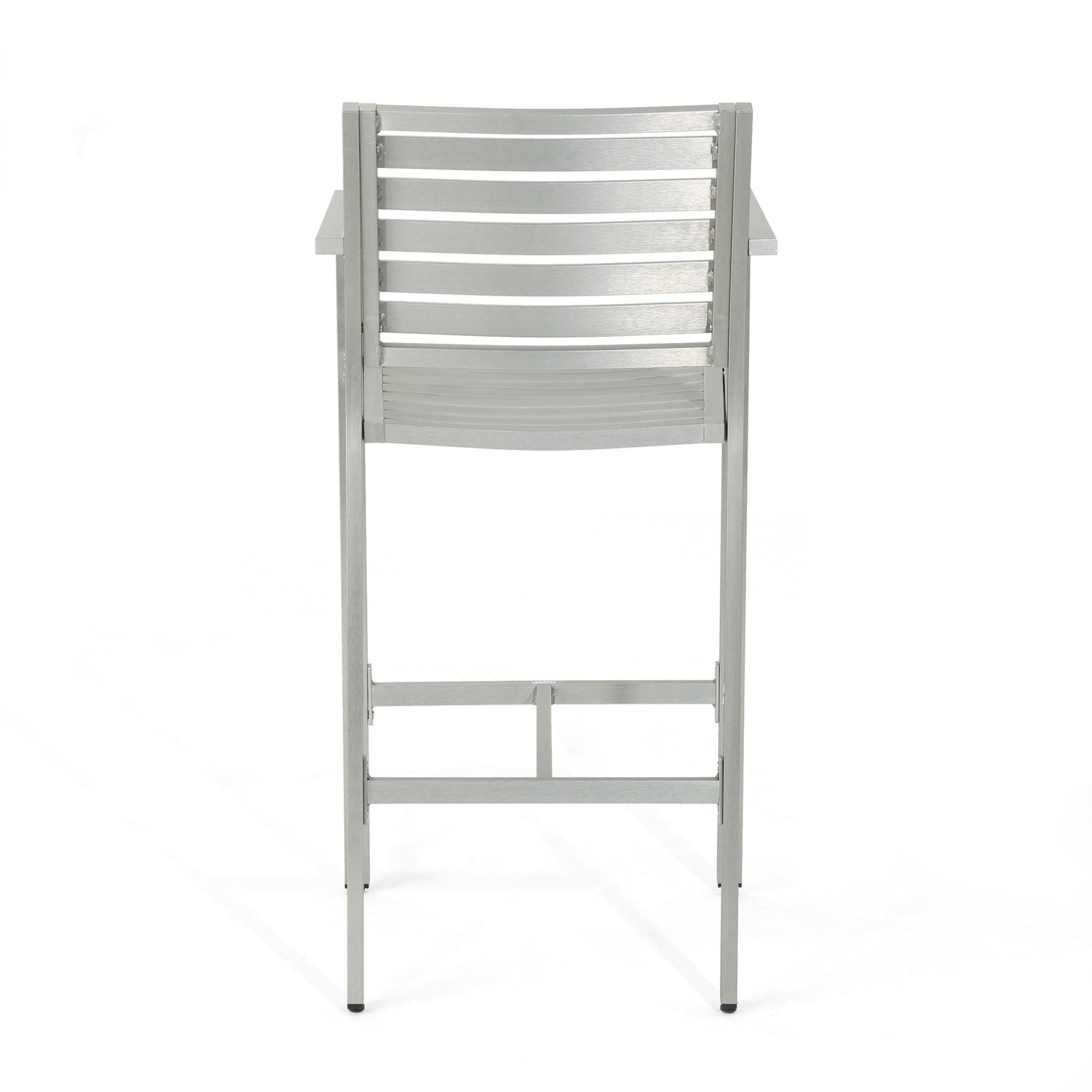 Modern Aluminum Outdoor Bar Stool Set of 2 in Silver - 1st Choice Furniture Direct