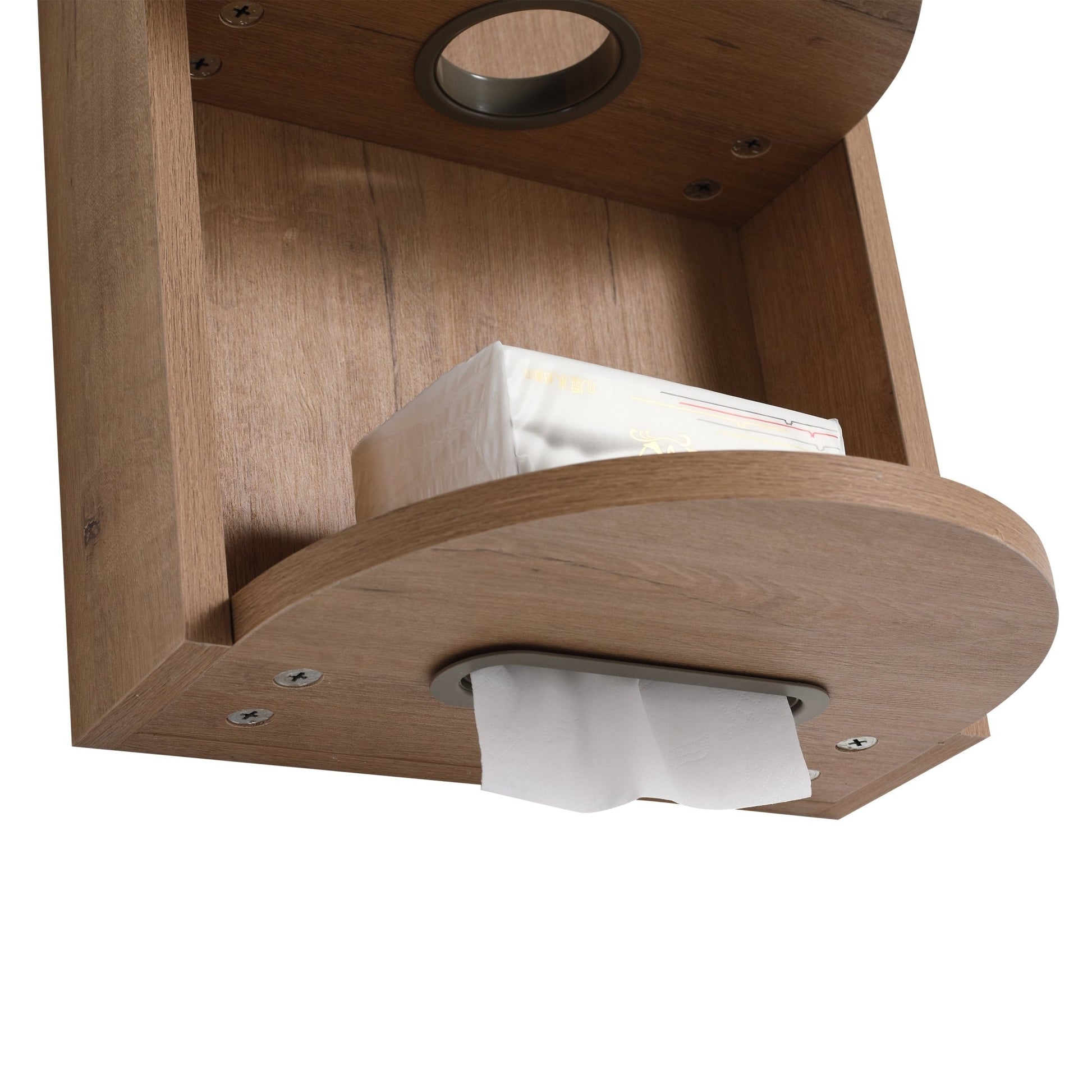 Modern Bathroom Wall - Mounted Storage Rack with Floating Design in Imitative Oak Plywood, 12 Inches - 1st Choice Furniture Direct