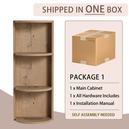 Modern Bathroom Wall - Mounted Storage Rack with Floating Design in Imitative Oak Plywood, 12 Inches - 1st Choice Furniture Direct