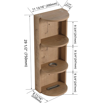 Modern Bathroom Wall - Mounted Storage Rack with Floating Design in Imitative Oak Plywood, 12 Inches - 1st Choice Furniture Direct