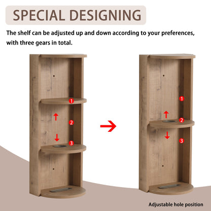 Modern Bathroom Wall - Mounted Storage Rack with Floating Design in Imitative Oak Plywood, 12 Inches - 1st Choice Furniture Direct