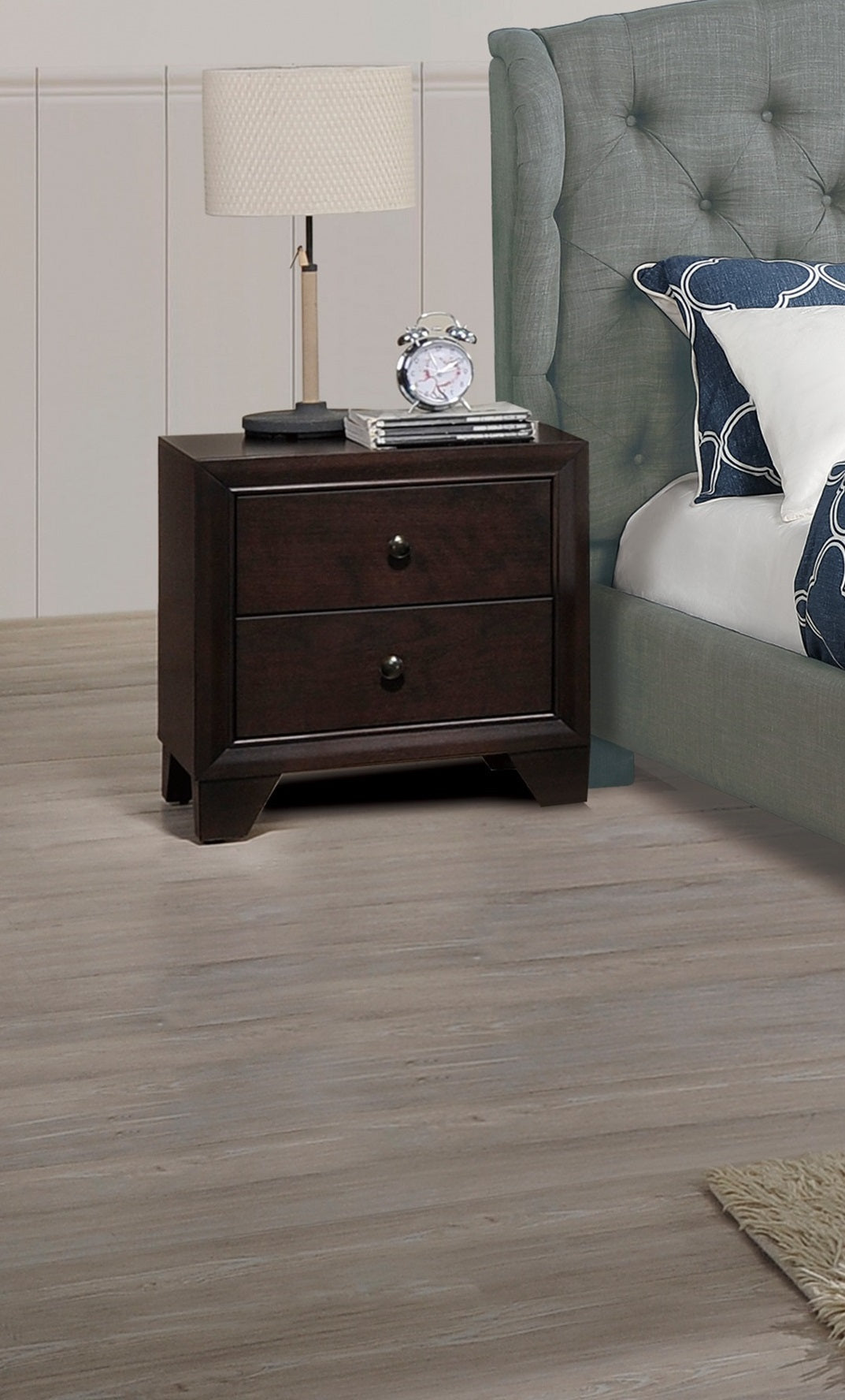 Modern Bedroom Nightstand Brown Color Drawers Bed Side Table Rubberwood - 1st Choice Furniture Direct